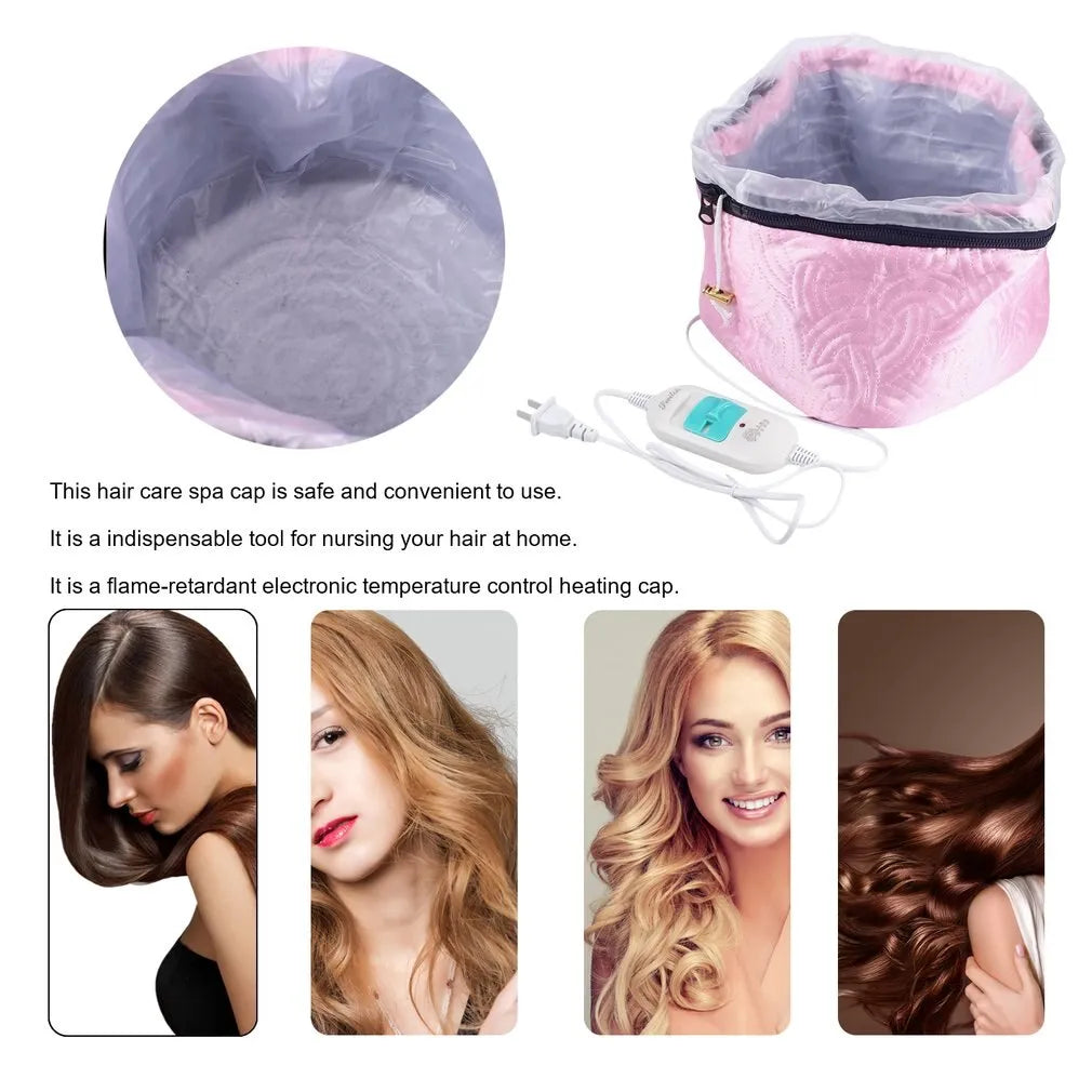 Electric Hair Thermal Treatment Beauty Steamer SPA Nourishing Hair Care Cap Waterproof Anti-electricity Control Heating Baked Oi