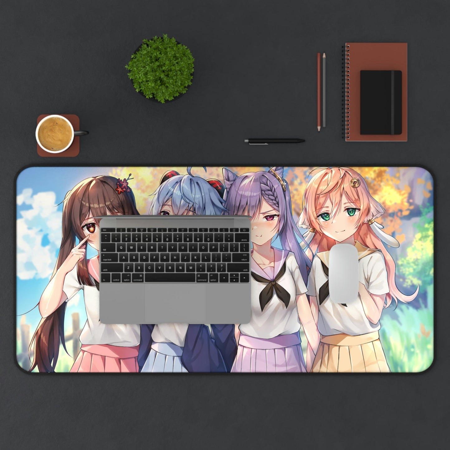 Genshin Impact School Girls Desk Mat | Large Gaming Mousepad - MTG Playmat