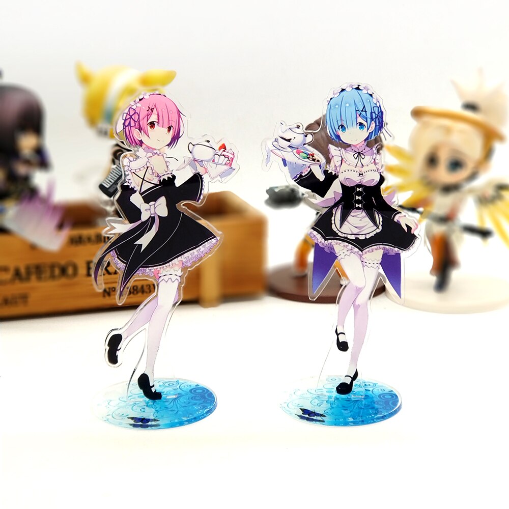 Re Zero Starting Life in Another World Ram Rem  acrylic standee figurines desk decoration cake topper anime