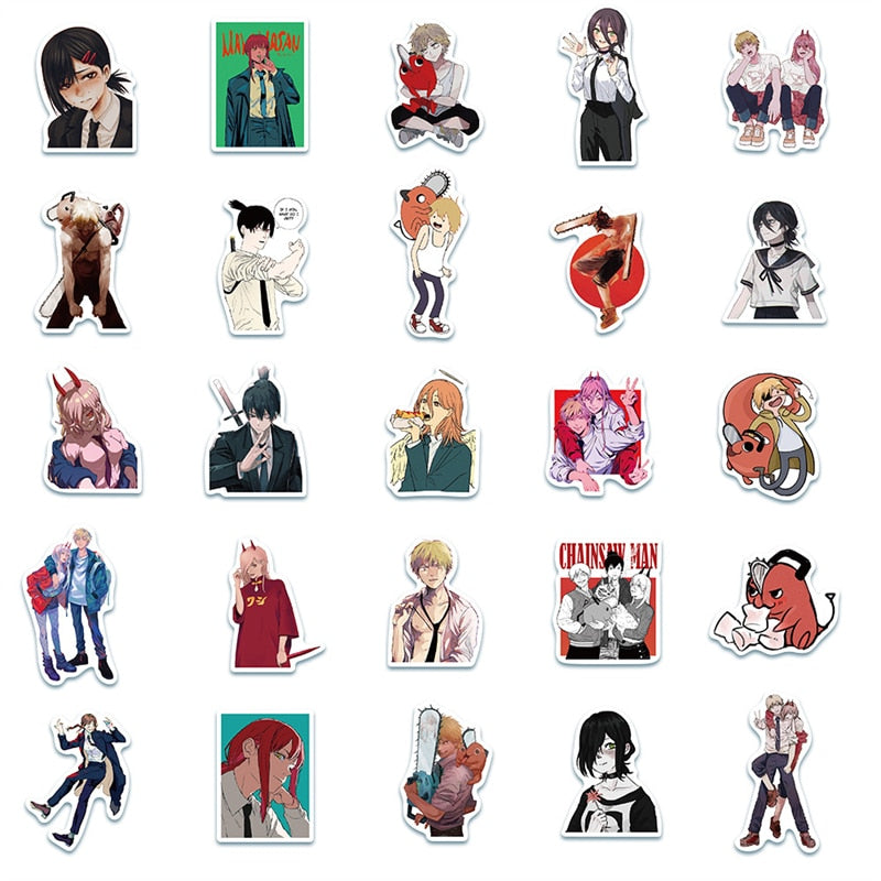 10/30/50PCS New Anime Chainsaw Man Doodle Nice Sticker for Laptop Skateboard Luggage Motorcycle Fridge Waterproof Decal Toy