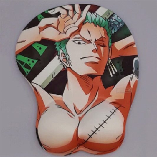 anime Roronoa Zoro 3D Breast Mouse Pad Silicone Wrist Rest Anime Mousepad Chest mousepad