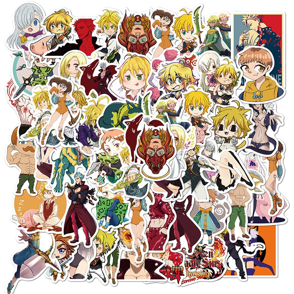 10/30/50PCS Anime The Seven Deadly Sins Stickers Snowboard Laptop Luggage Fridge Graffiti Cartoon Decal Sticker for Kid Gift