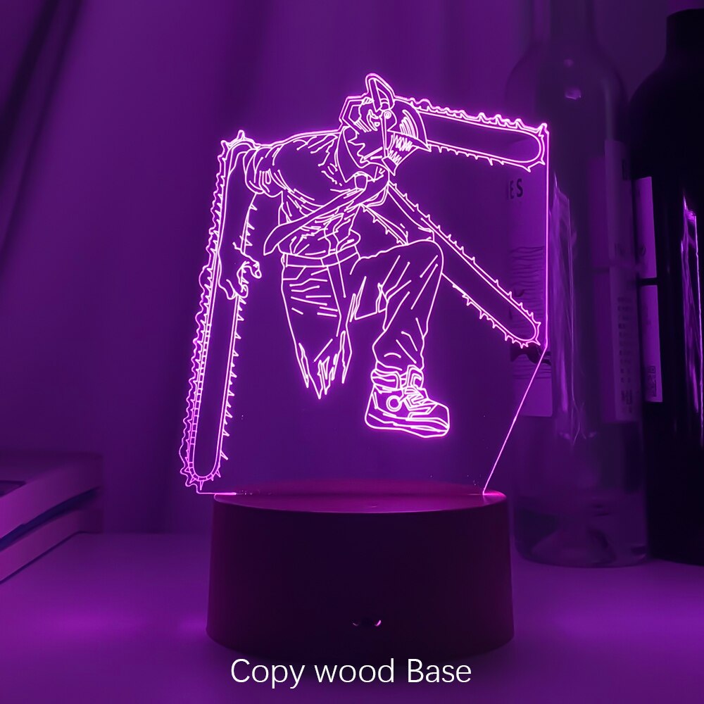 3d Led Lamp Anime Chainsaw Man for Bedroom Decoration Nightlight Kids Birthday Gift Manga Chainsaw Man Led Night Light Bedside