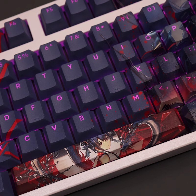 1 Set Arknights Ch'en Sir PBT Dye Subbed Backlit Keycaps Cartoon Anime Game Key Caps For 61 87 104 108 Layout Cherry Profile
