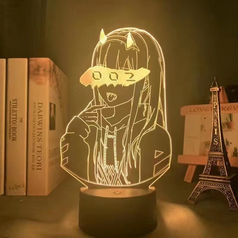 Darling In The Franxx Anime Figure 3D LED Lamps Zero Two 02 HIRO Warm light Night Lights Gift For Friend Bedroom Decoration
