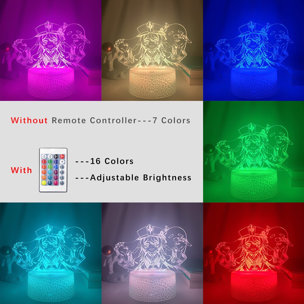 Newest 3d Led Night Light Genshin Impact Hutao Hot Game Lights for Bedroom Decor LED Light Atmosphere Bedside Night Lamps Gifts