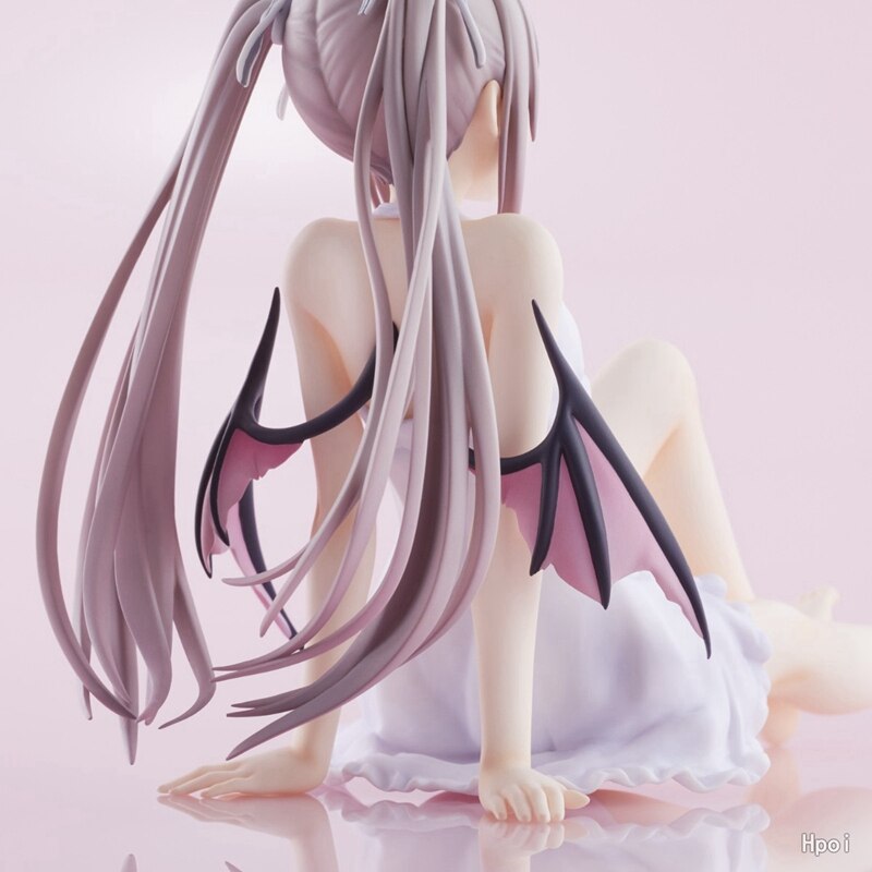 Anime Figure Two-dimensional Girl Double Ponytail White Dress Kawai Girl PVC Sexy Sitting Model Toy Gift Collection 11cm