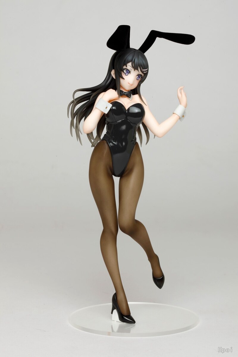 Anime Sakurajima Mai Figure 20CM PVC Sexy Bunny Girl Black Silk Model Toy Standing Doll Gift Collect Ornaments