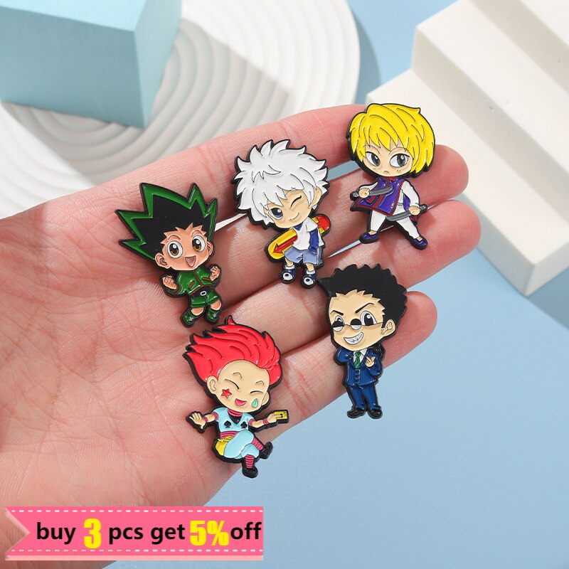 Fun Cartoon Manga Enamel Pin Custom GON Killua Kurapika Leorio Hisoka Comics Brooch Bag Lapel Badge Anime HxH Jewelry Fans Gift
