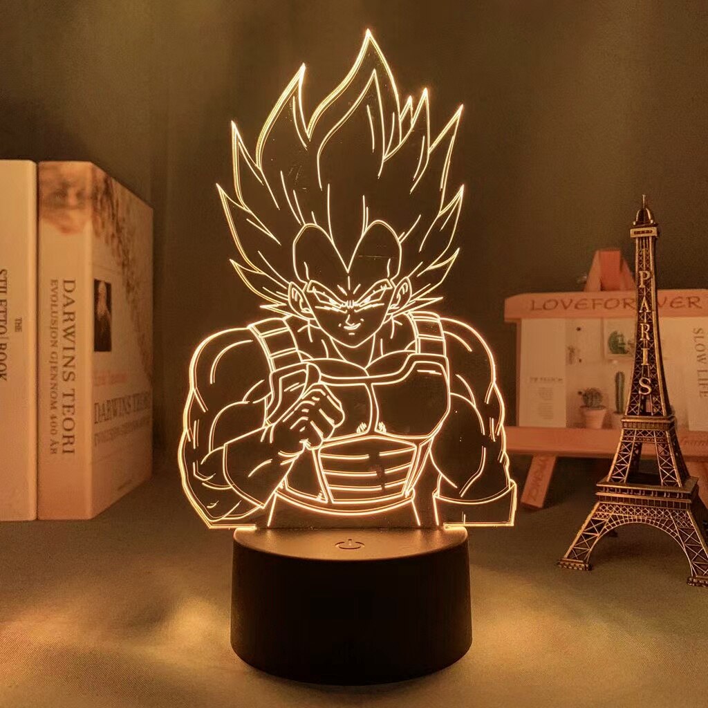 Dragon Ball Z Figure LED Night Light Vegeta Super Saiyan 3D Lamp Figure Goku Jiren Broly Warm white Table Lamp Toys Gifts