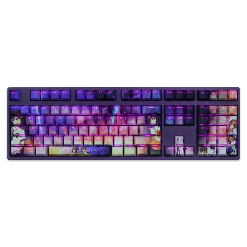 108 Keys PBT Dye Subbed Keycaps 2 Dimensional Cartoon Anime Gaming Key Caps OEM Profile Backlit Keycap For Your Name