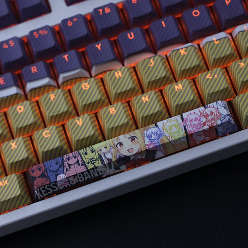 108 Keys PBT Dye Subbed Keycaps Cartoon Anime Gaming Key Caps BOCCHI THE ROCK Ijichi Nijika Backlit Keycap For ANSI Layout