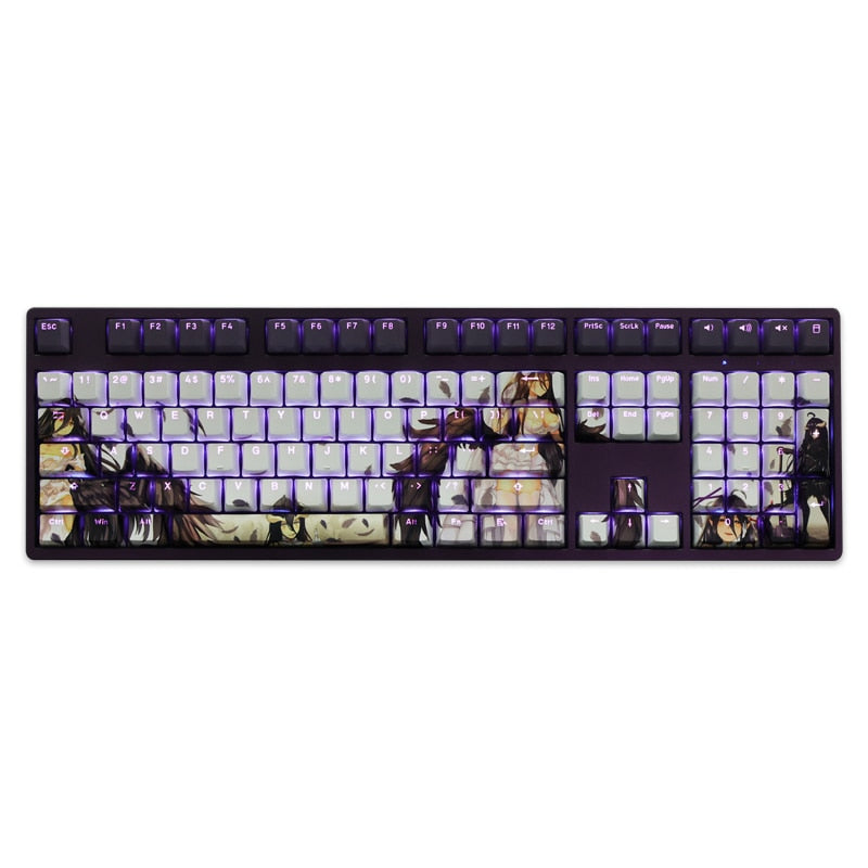 108 Keys/set PBT Dye Subbed Keycaps Cartoon Anime Gaming Key Caps RGB DIY Backlit Keycap For Overlord Albedo