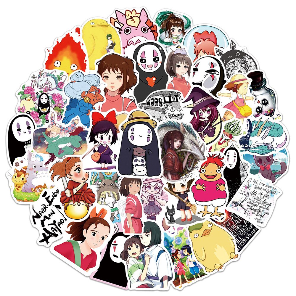 10/30/50PCS Anime Hayao Miyazaki Spirited Away Stickers DIY Laptop Luggage Skateboard Graffiti Decals Sticker for Kid Toys