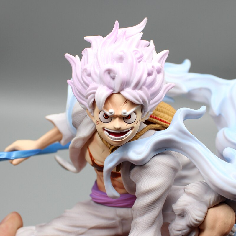 19cm Anime One Piece Gear 5 Luffy Action Figure Squatting Lightning Attack Mode Luffy Sun God Hercules Figure PVC Collection Toy