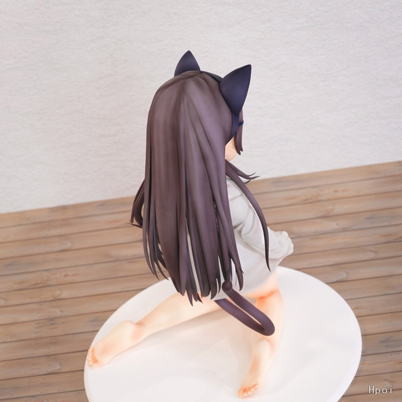 15CM Anime Character Xuzhi Lipka Figure Cute Cat Girl Kneeling Cat Ear Girl Pink Gray Box Figure Ornament Model