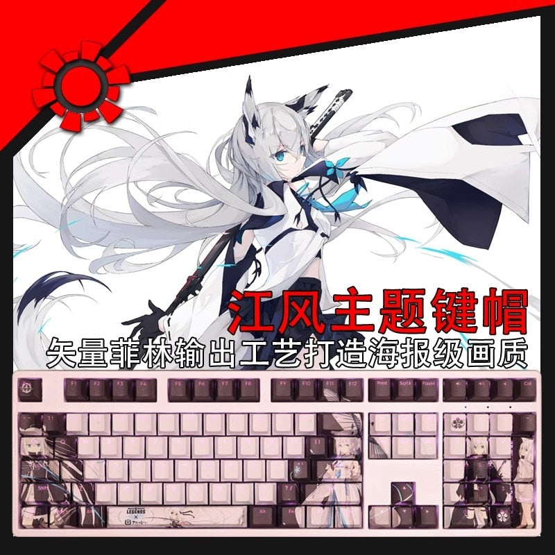 108 Keys/set Azur Lane IJN Kawakaze Keycap PBT Dye Subbed Backlit Keycaps Cartoon Anime Gaming Key Caps For ANSI 61 87 104 108
