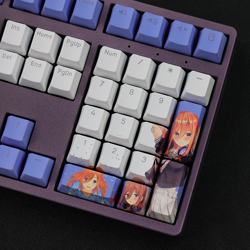 108 Keys PBT Dye Subbed Keycaps 2 Dimensional Cartoon Anime Gaming Key Caps OEM Profile Backlit Keycap For Nakano Miku