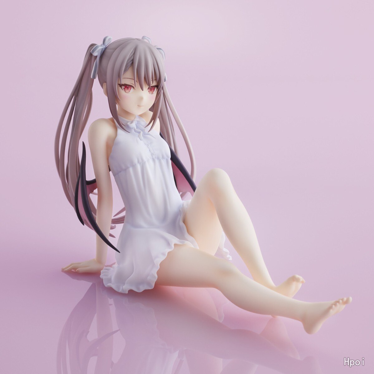 Anime Figure Two-dimensional Girl Double Ponytail White Dress Kawai Girl PVC Sexy Sitting Model Toy Gift Collection 11cm