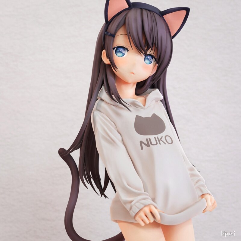 15CM Anime Character Xuzhi Lipka Figure Cute Cat Girl Kneeling Cat Ear Girl Pink Gray Box Figure Ornament Model