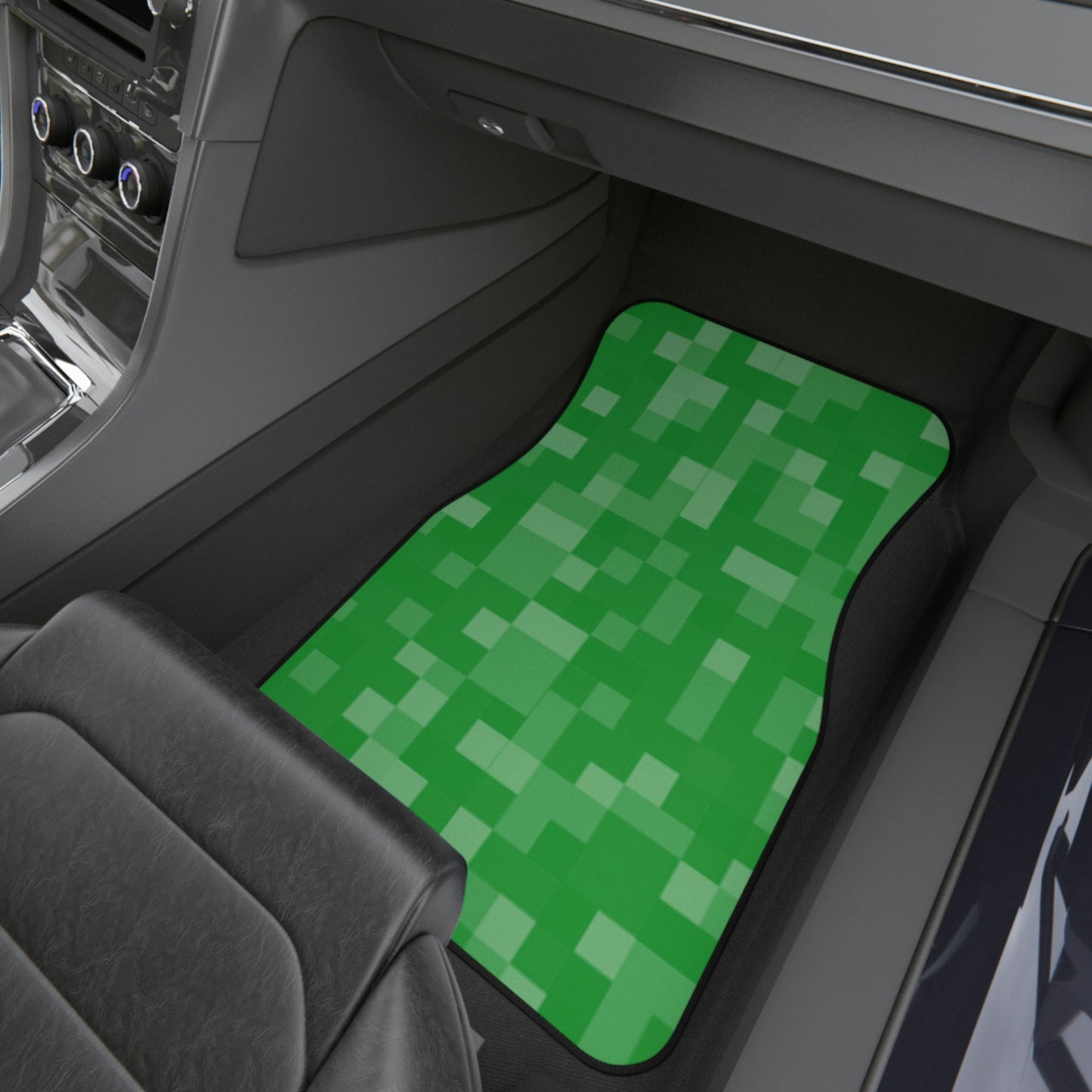 Minecraft Green Car Mats (2x Front) - Anime Car Floor Mats - Cute Car Mats Set