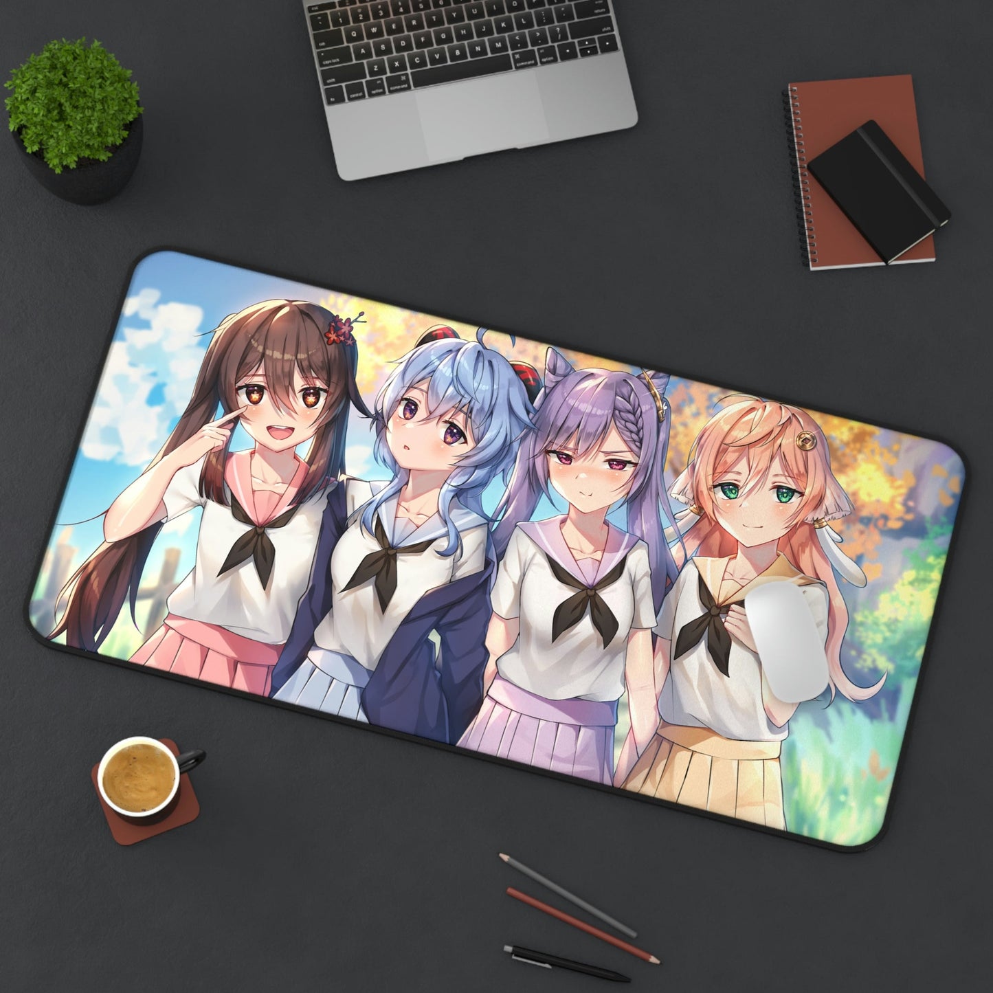 Genshin Impact School Girls Desk Mat | Large Gaming Mousepad - MTG Playmat
