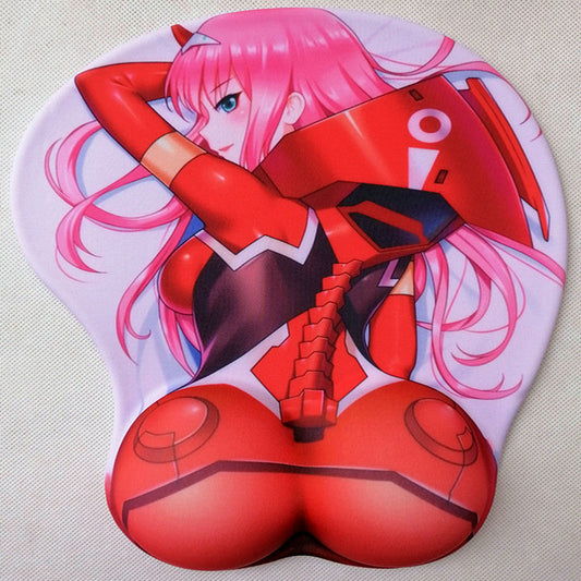 Zero Two anime silicone 3d mouse pad |  Lycra fabric wristbands sexy mouse pad Chest mouse pad